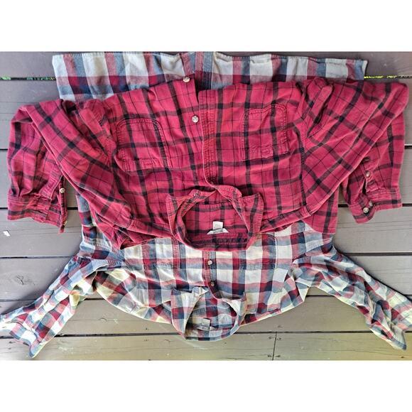 Pair Of 2 Duluth Trading Co. XXL Flannel Button Down Shirt Red Plaid - Picture 7 of 7